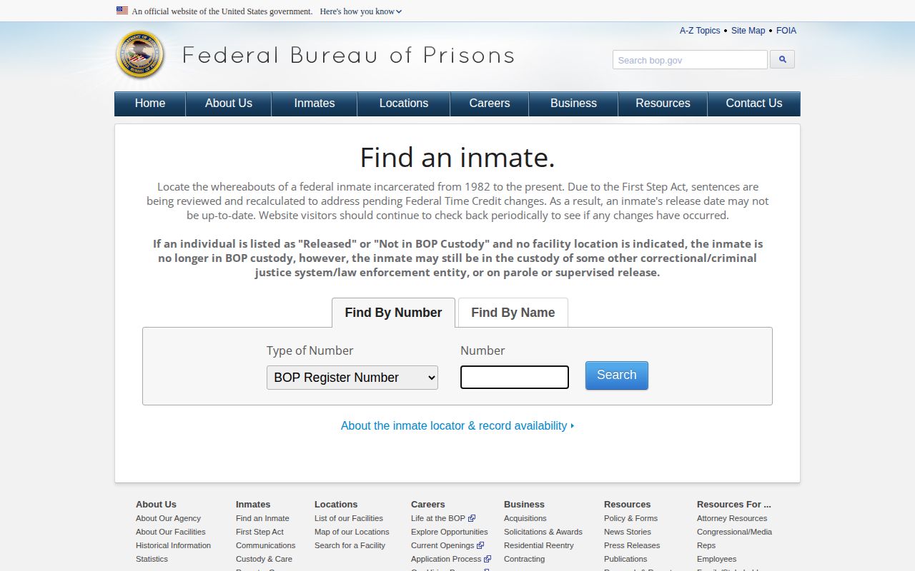 Federal inmate locator used for Kershaw County federal release checks